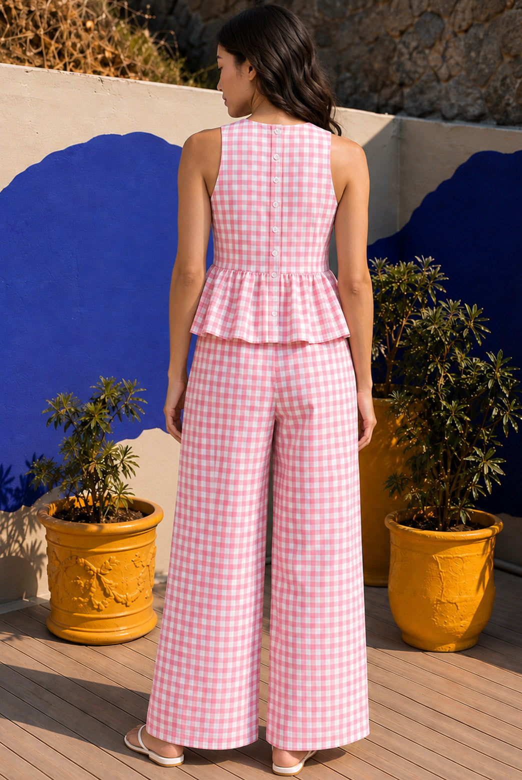Pink Gingham Sleeveless Co-ord Set