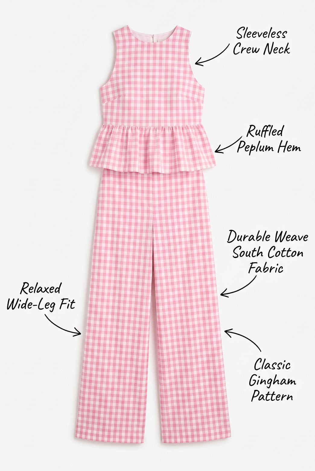 Pink Gingham Sleeveless Co-ord Set