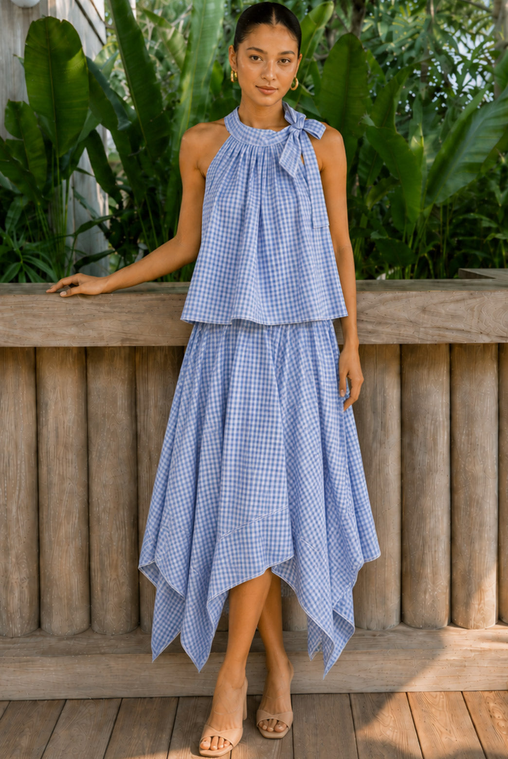 Blue Gingham Halter Neck Co-Ord Set
