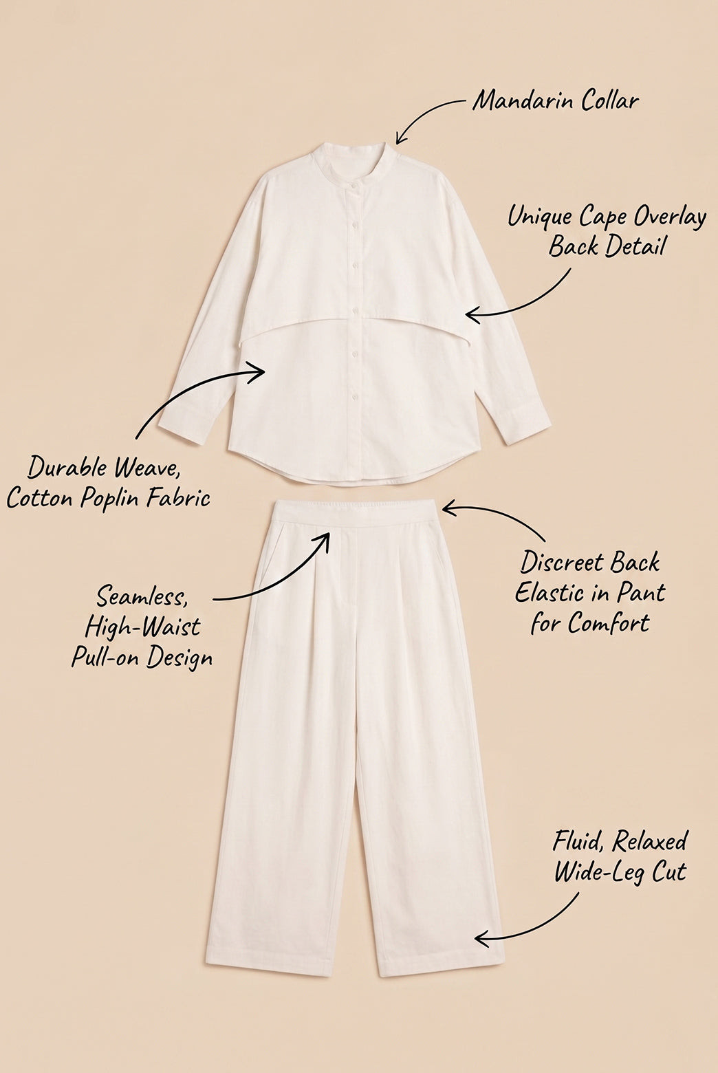 White Double Layer Shirt Co-Ord Set