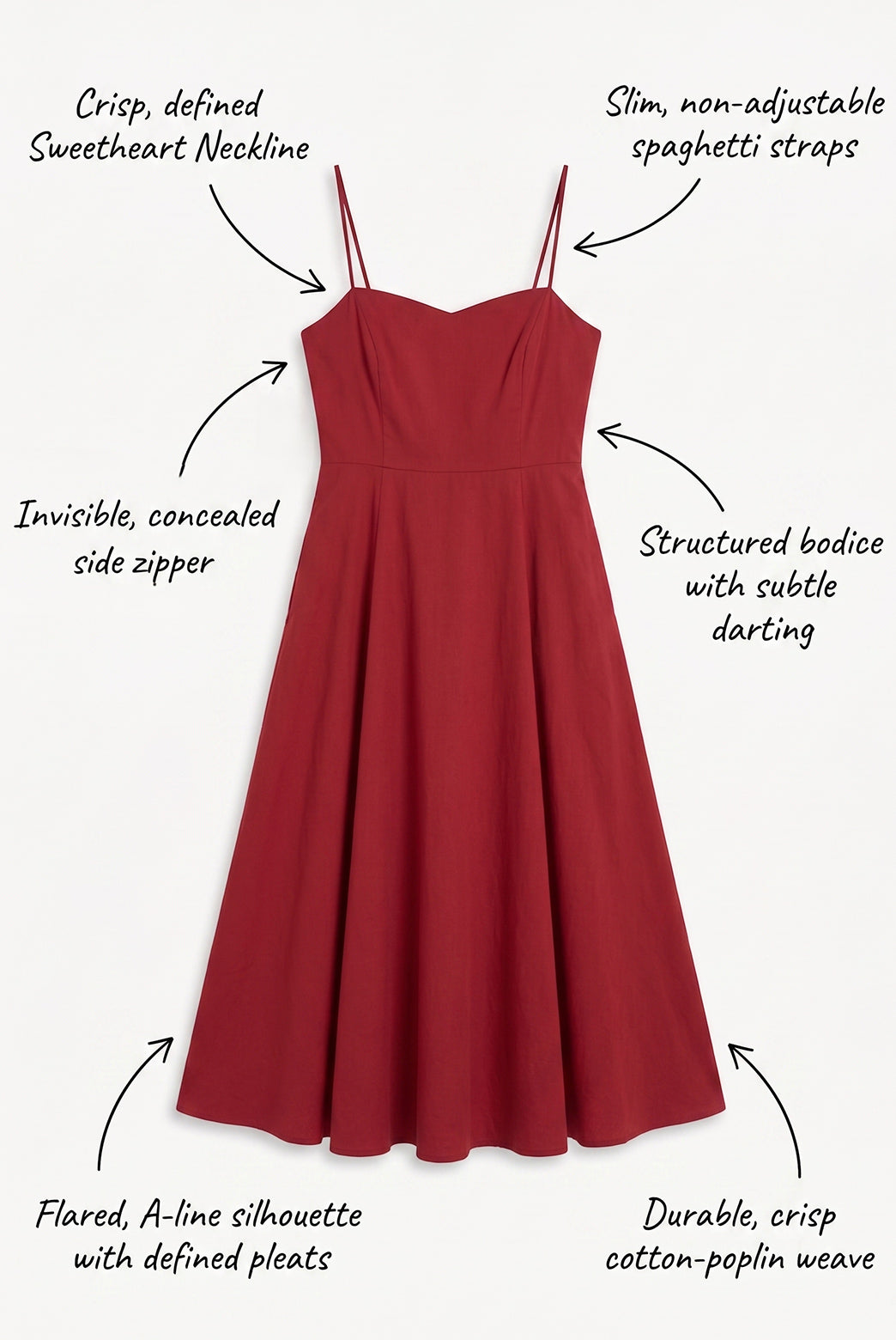 Spaghetti Strap Fit & Flare Dress in Maroon