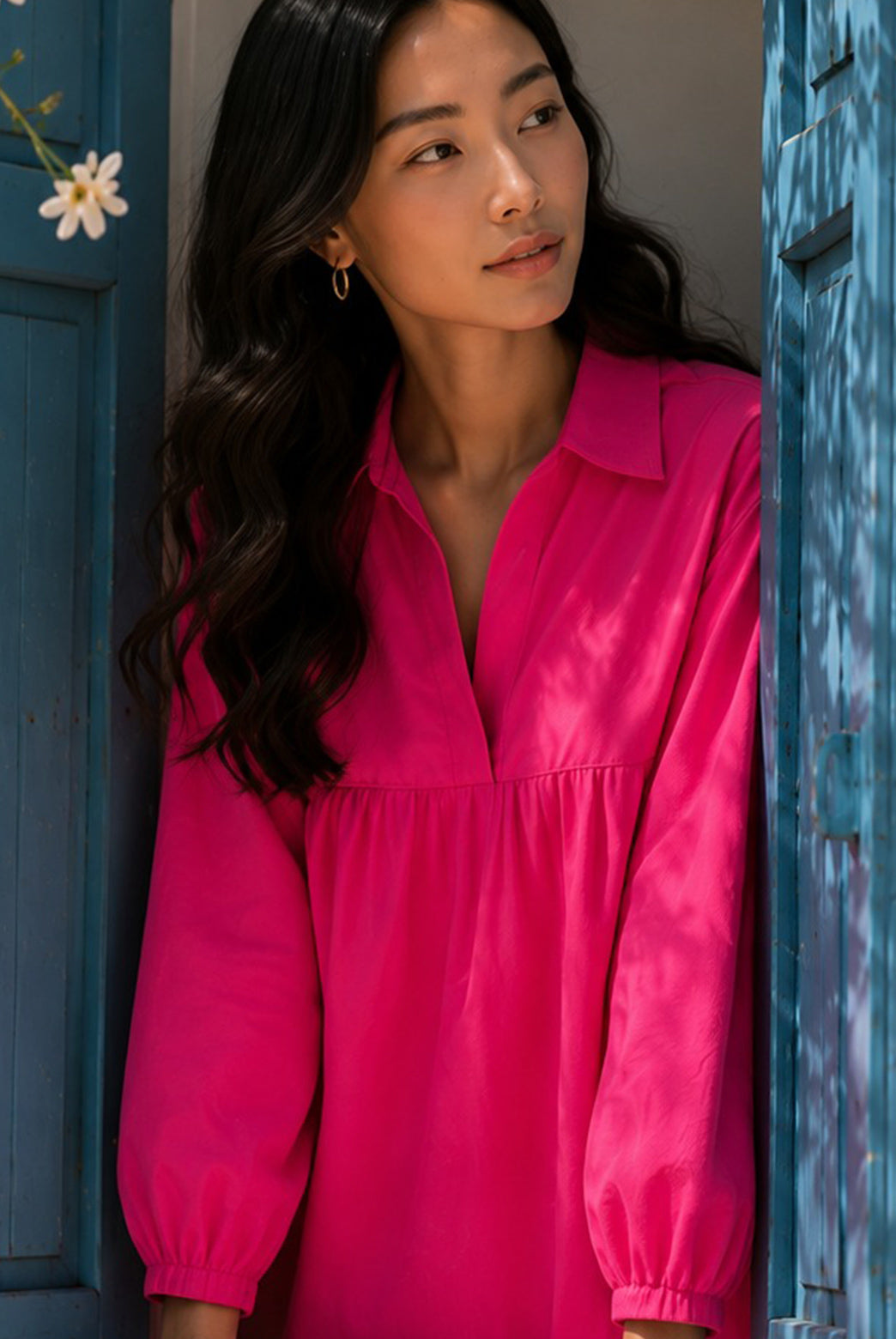 Fuchsia Pink Mini Shift Dress