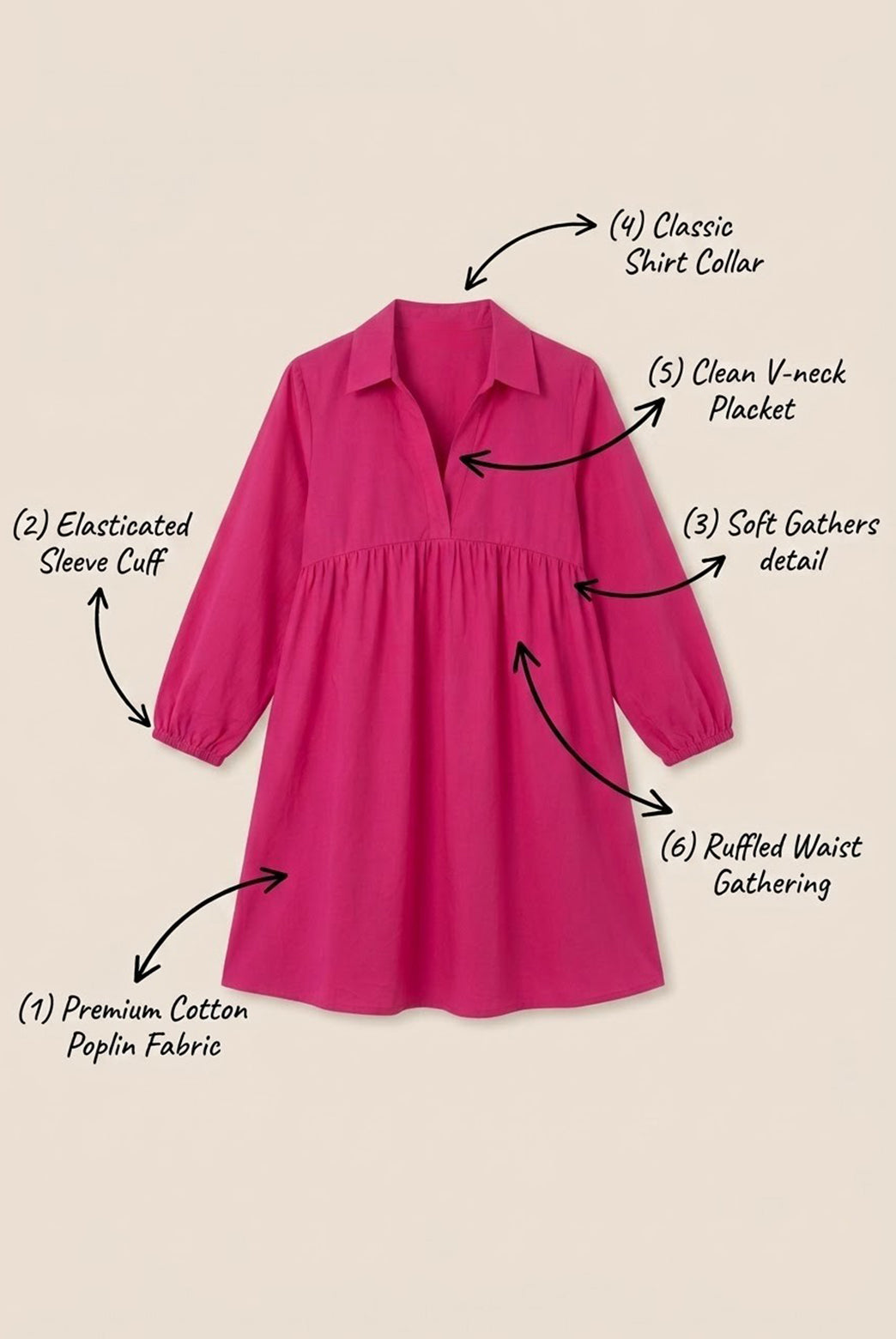 Fuchsia Pink Mini Shift Dress
