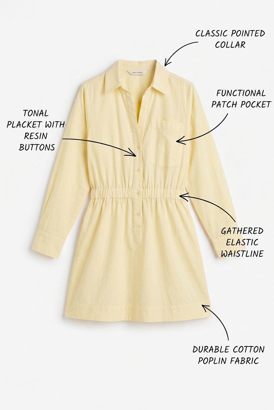 Butter Yellow Mini Shirt Dress
