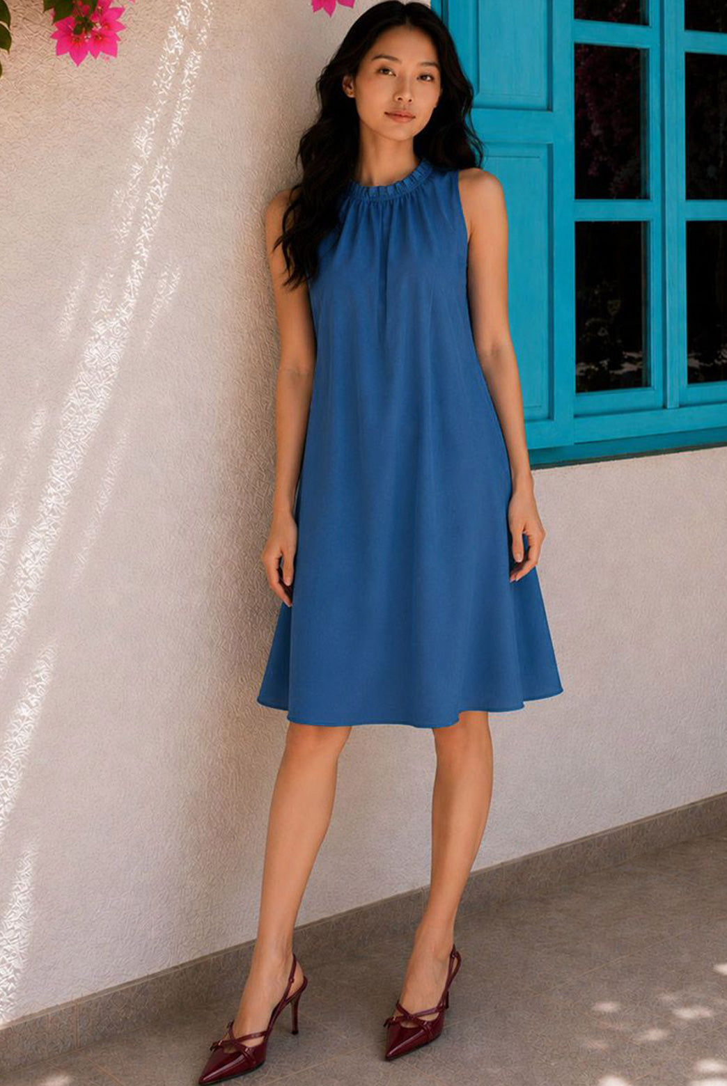 Royal Blue Mini Dress with Pockets
