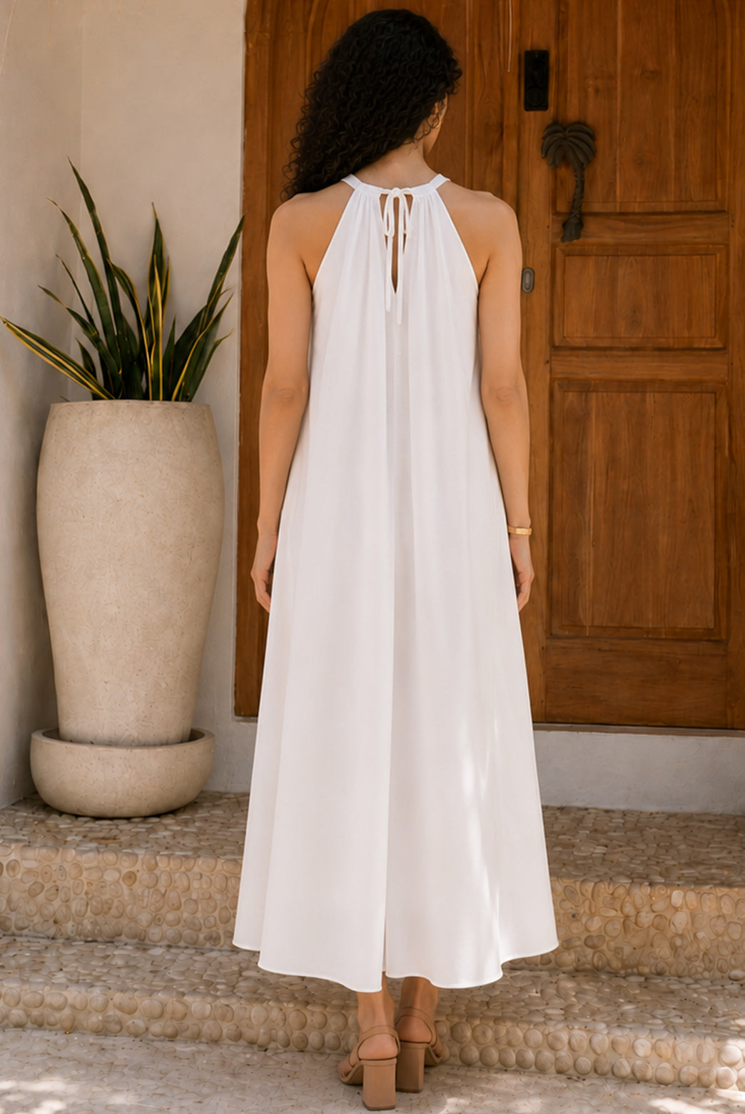 Ivory Cotton Poplin Maxi Dress