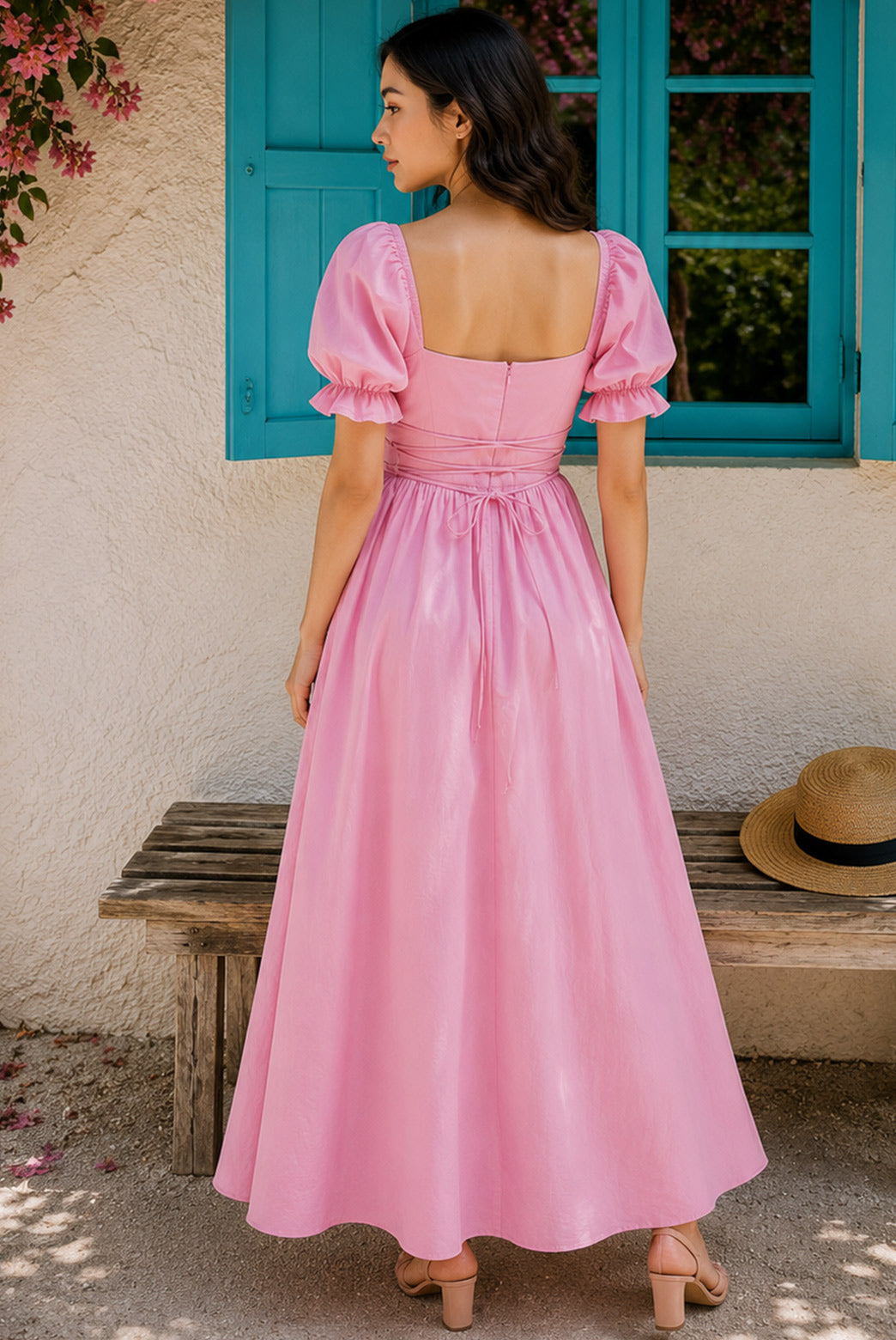 Blush Pink Poplin Maxi Dress