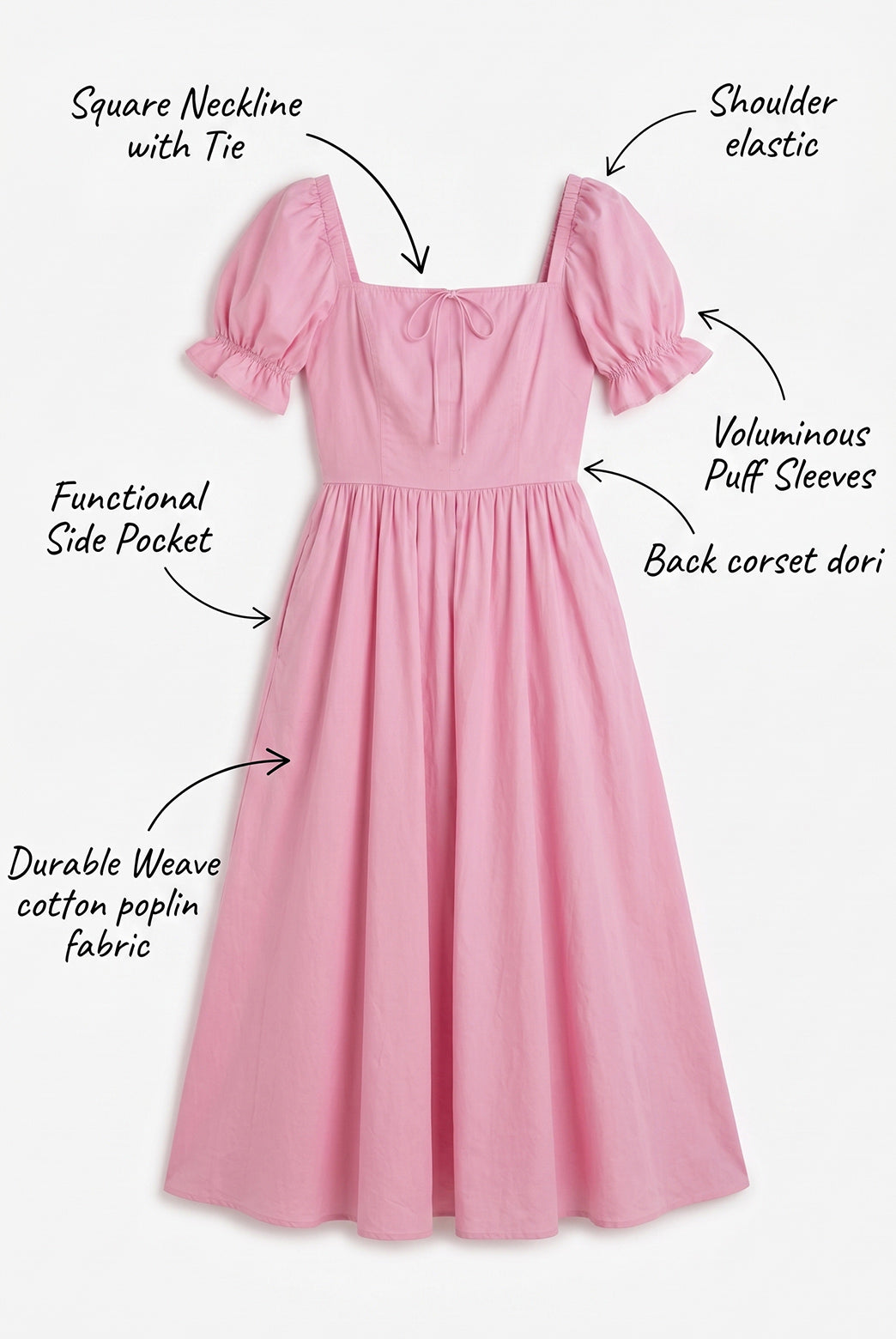 Blush Pink Poplin Maxi Dress