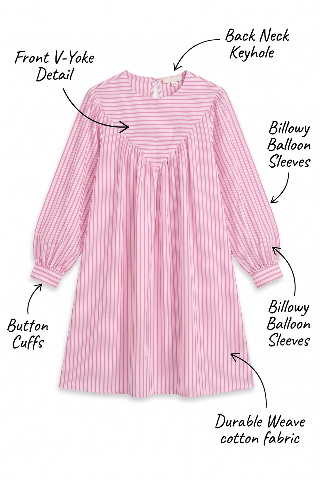 Pink Stripe Cotton Shift Dress