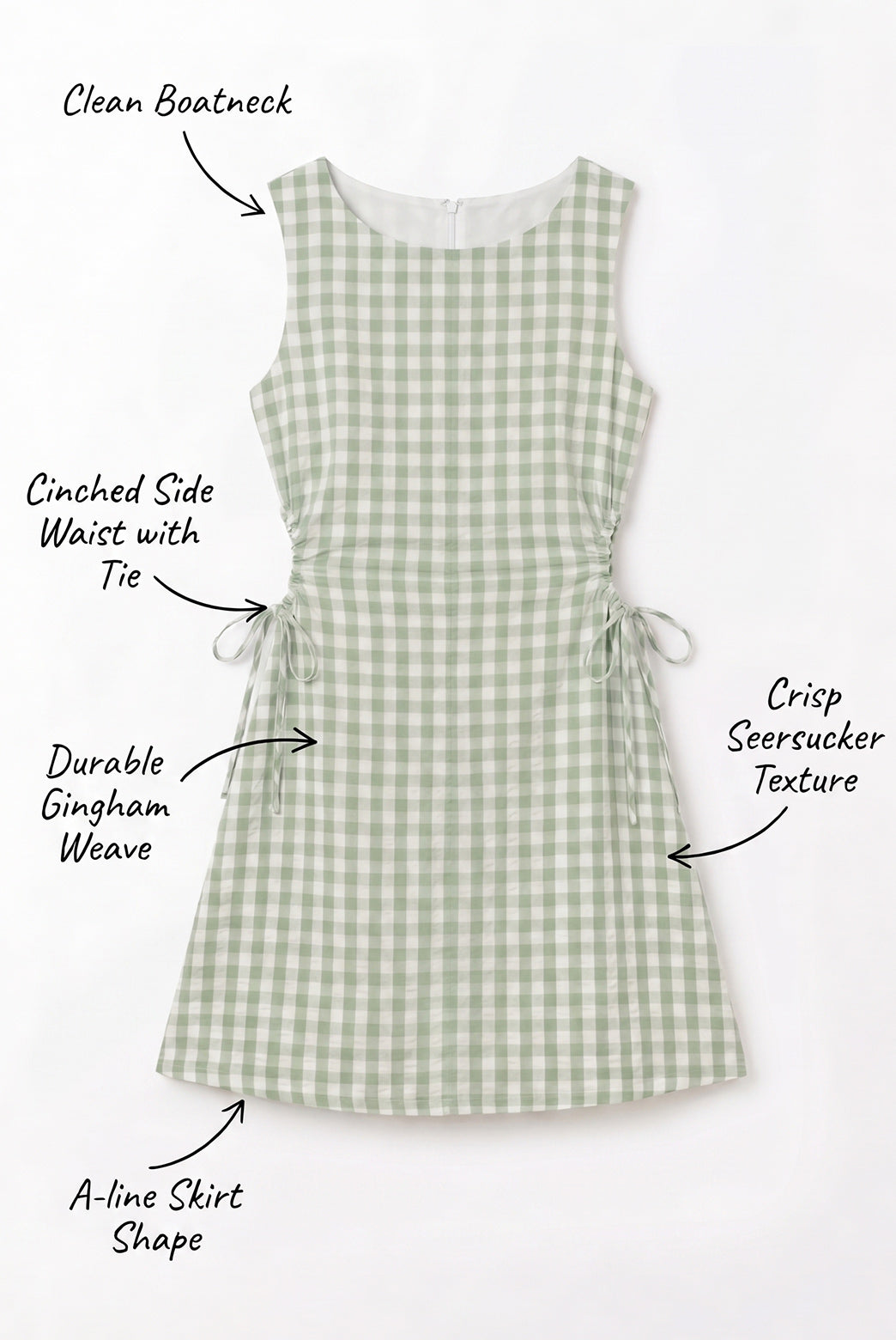 Mint Gingham Cut-Out Mini Dress