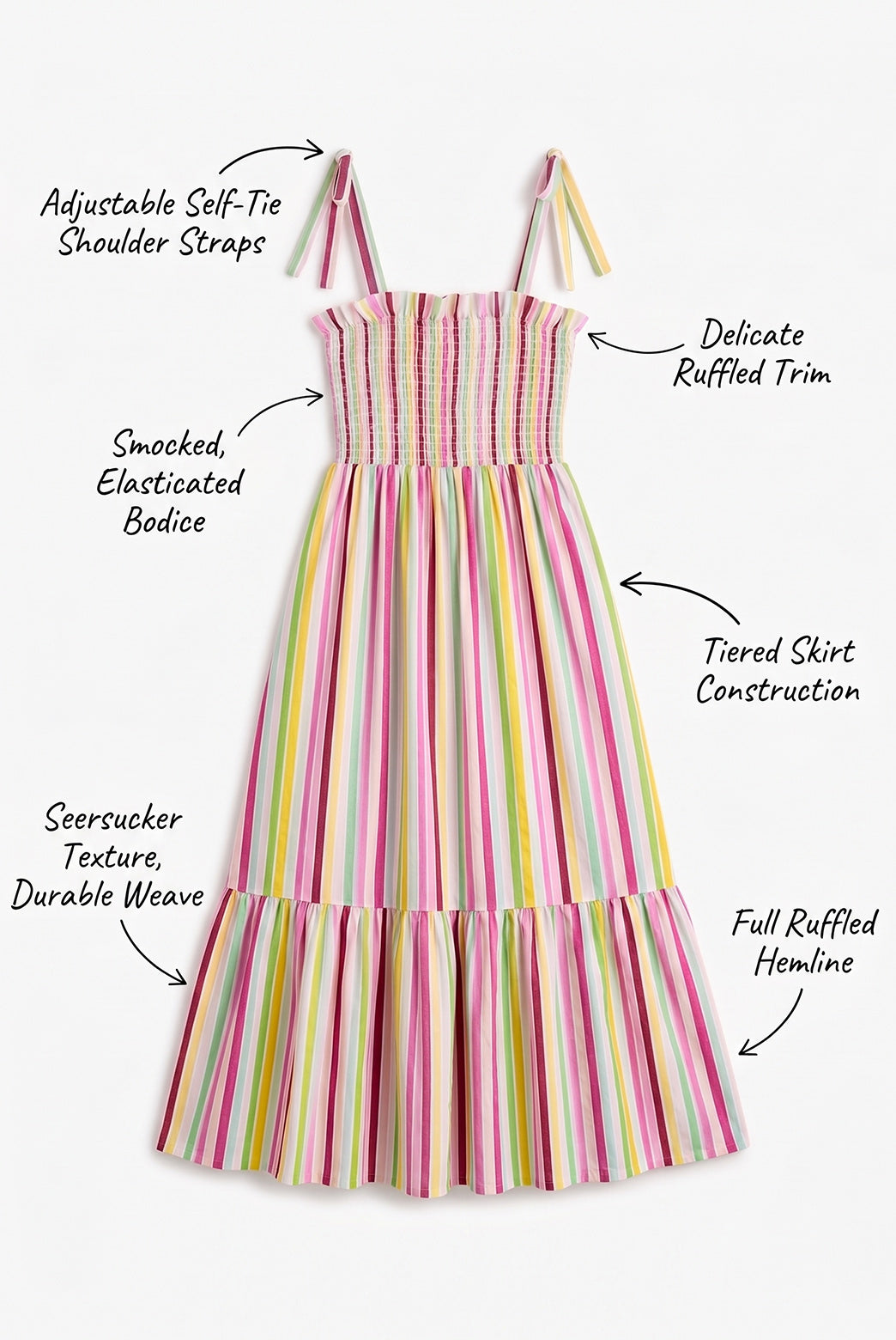 Rainbow Smocked Tiered Maxi Dress