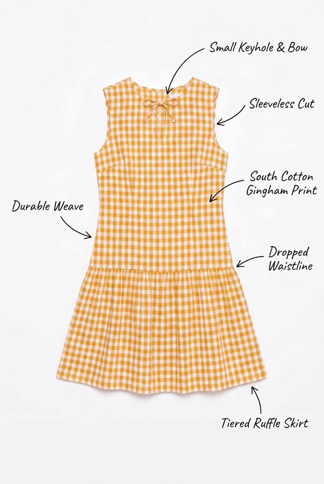 Sunshine Gingham Keyhole Mini Dress