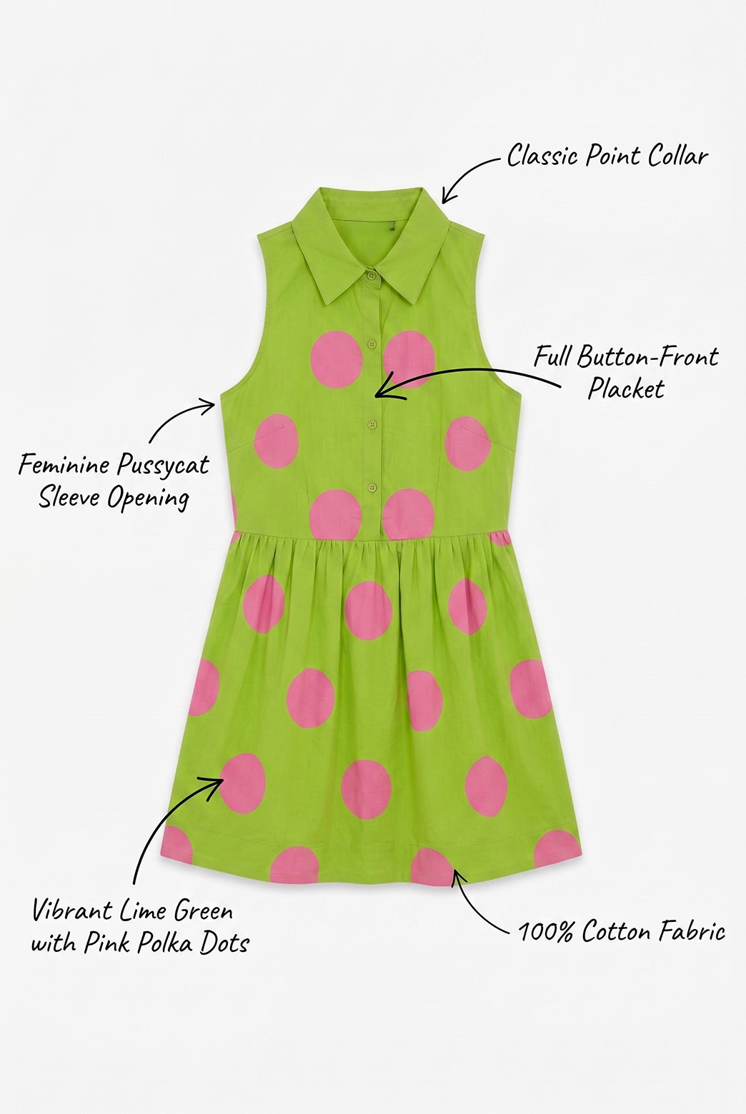 Lime Pop Polka Dot Shirt Dress
