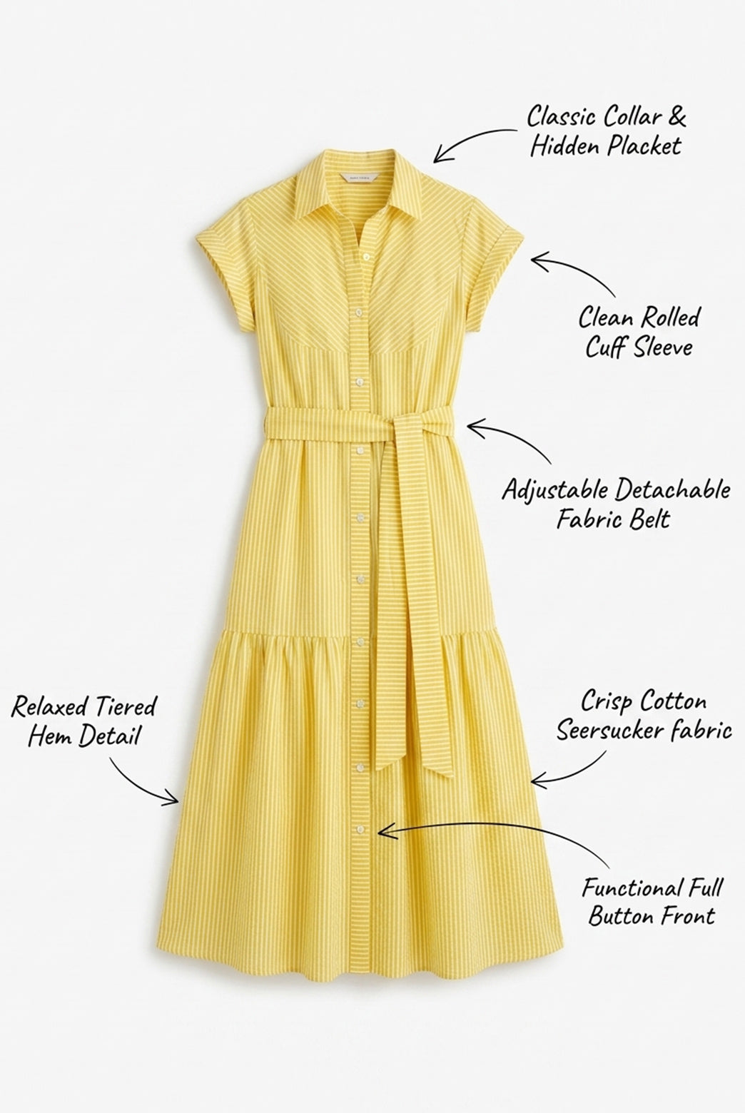 Yellow Striped Maxi Dress With Belt