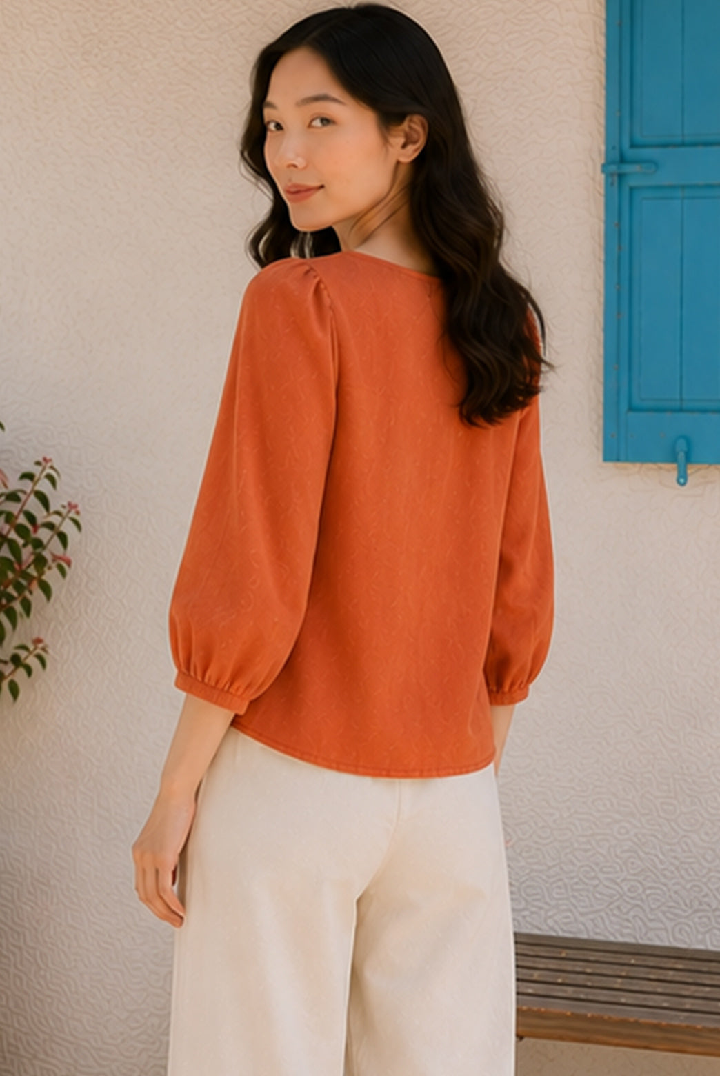 Rust Orange Button Down Top