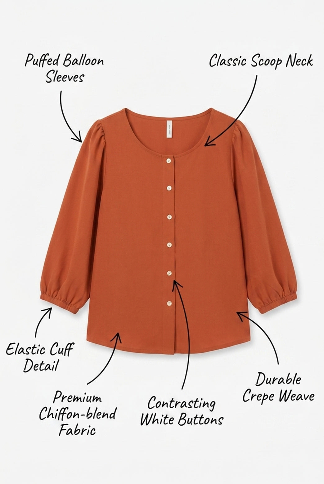 Rust Orange Button Down Top