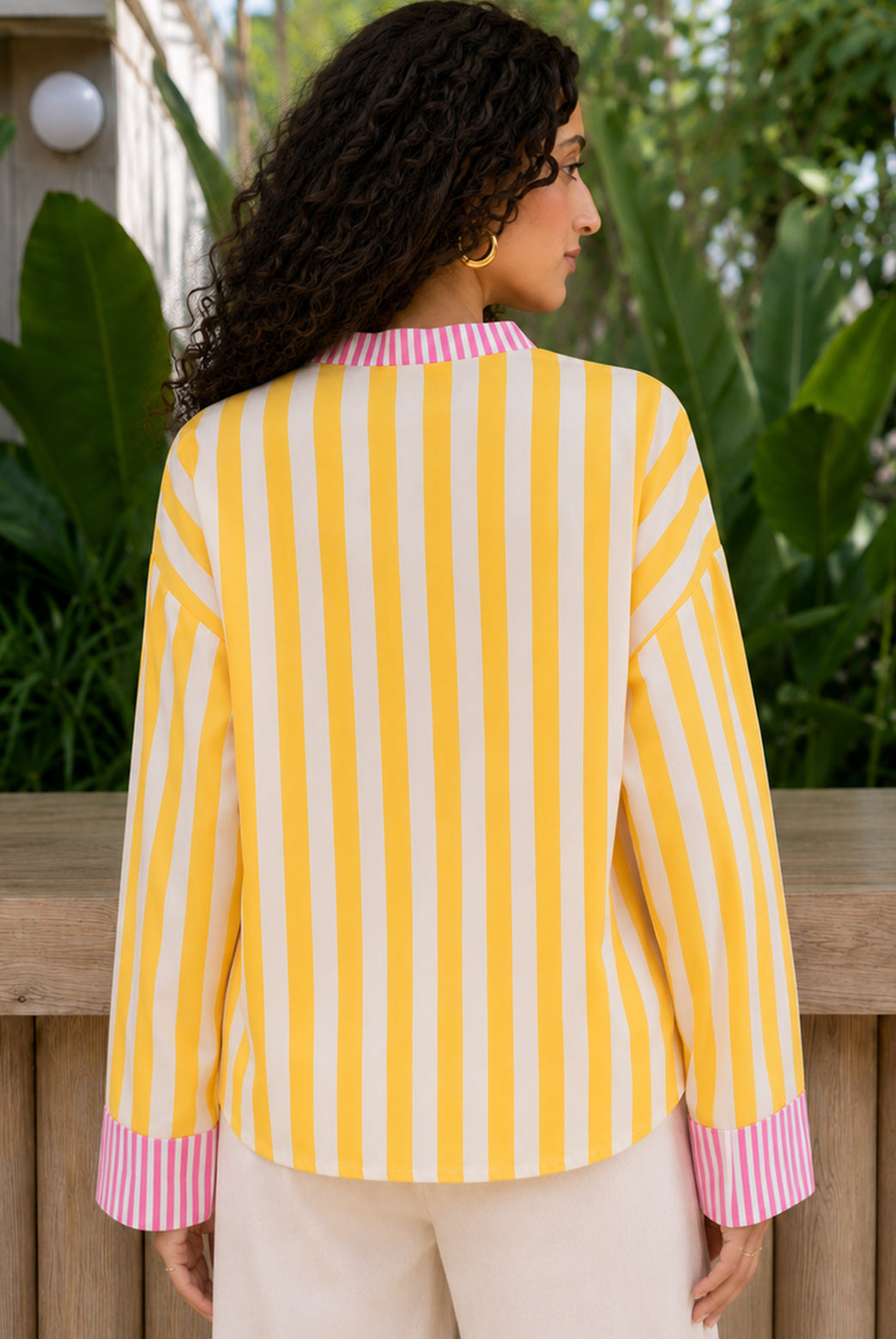 Yellow Striped Relaxed Cotton Top