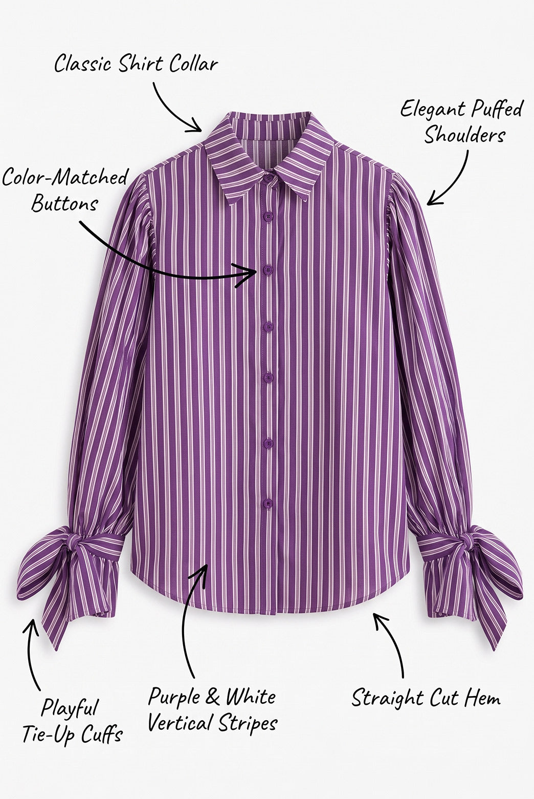 Purple Striped Shirt With Tie Cuffs