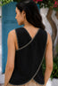 Black Embroidered Cross Back Top