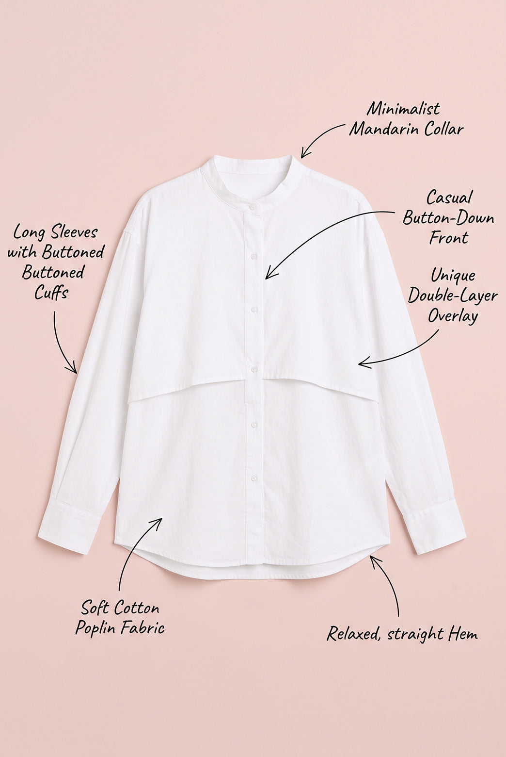 White Poplin Double Layer Shirt