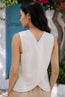 Off White Embroidered Cross Back Top