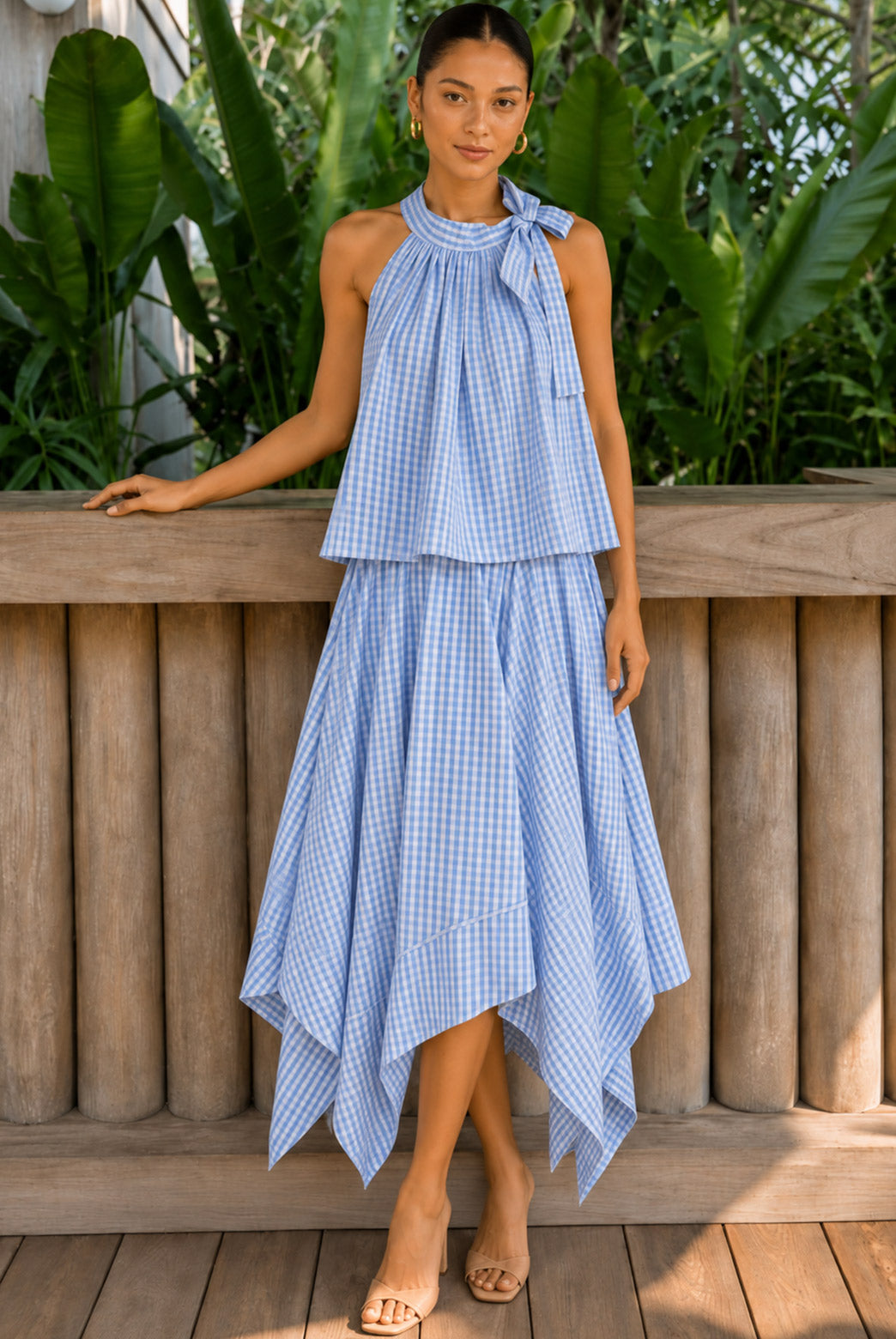Blue Gingham Halter Neck Co-Ord Set