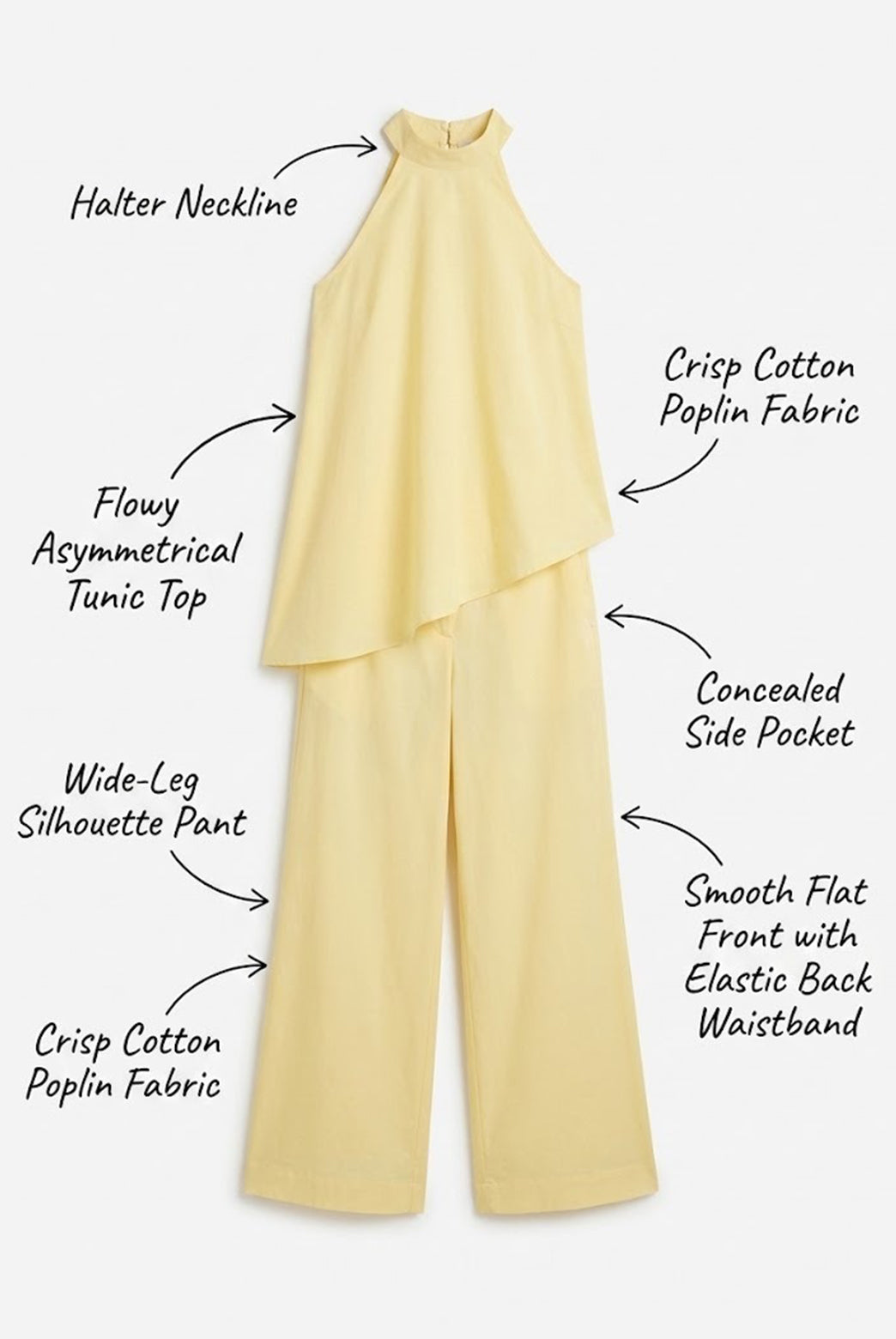 Pale Yellow Halter Neck Co-Ord Set