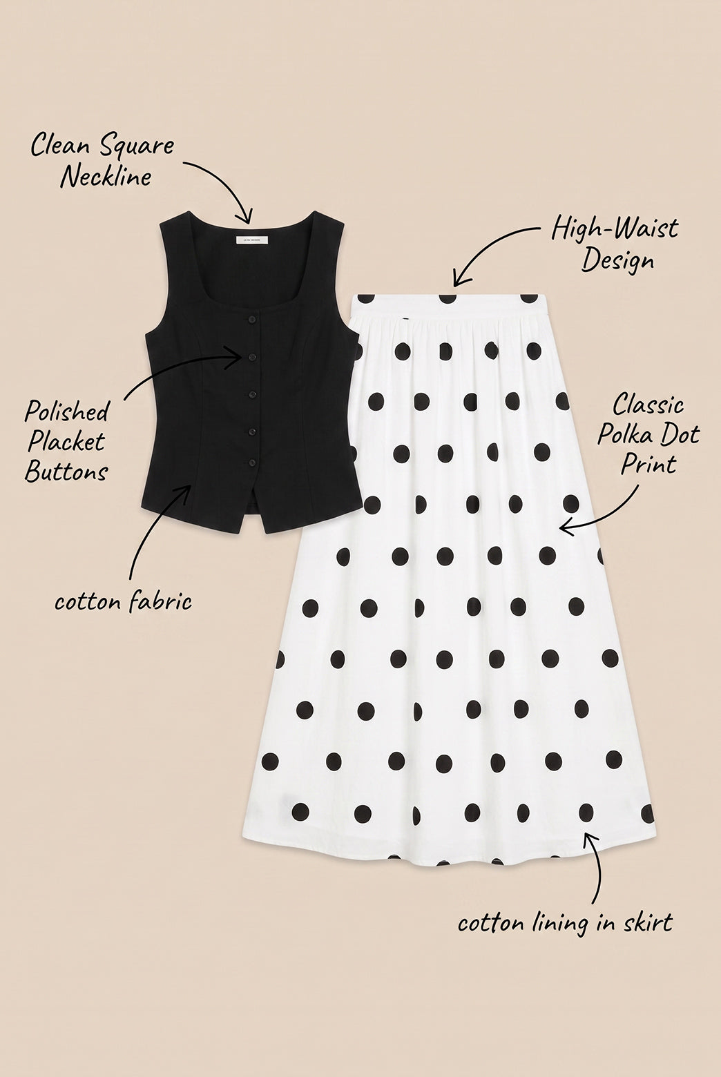 Monochrome Polka Co-ord Set