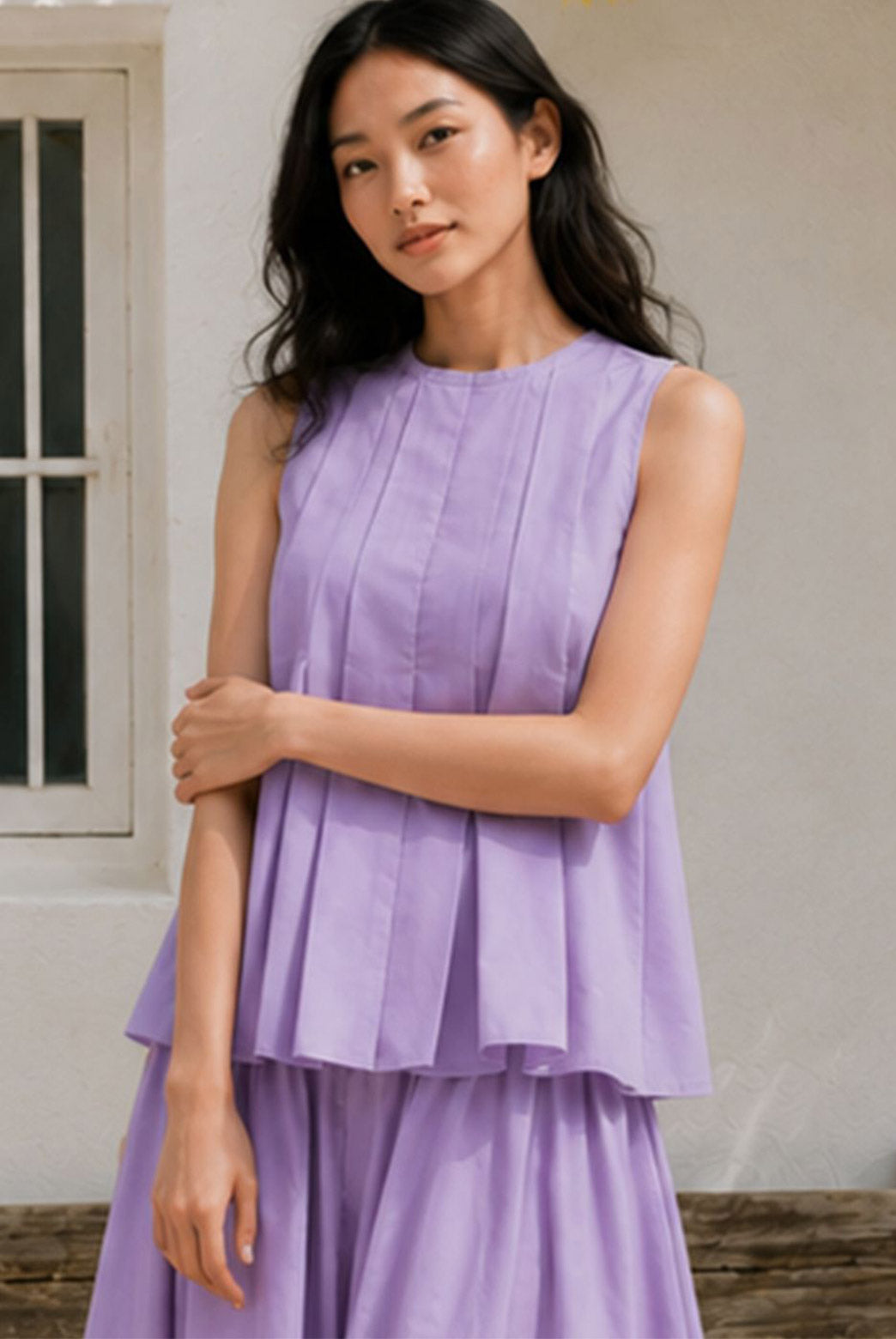 Lilac Flutter Sleeve Tiered Maxi Dress