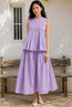 Lilac Flutter Sleeve Tiered Maxi Dress